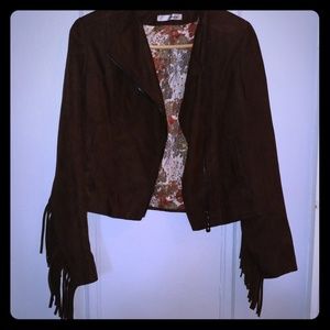 Brown suede fringe jacket
